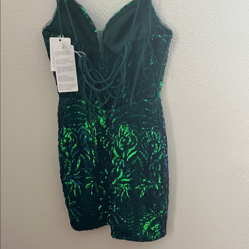 Stacees Emerald Sequin Mini Dress - Picture 6 of 6